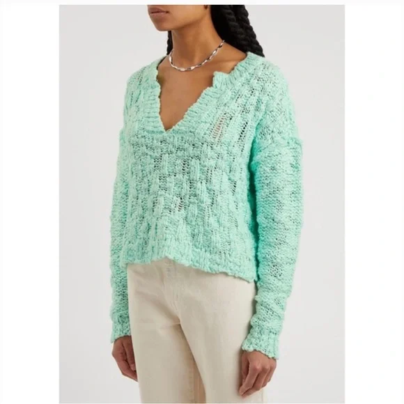 Free People Josephine Cotton Pulover Sweater medium Frozen Melon c3315 - Picture 1 of 8